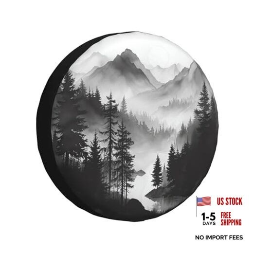 Spare Tire Cover Mountain Lake Tree Landscape Wheel Covers Weatherproof
