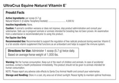 UltraCruz Equine Natural Vitamin E Supplement for Horses 0.75lb Powder (30 Days)