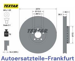 TEXTAR FRONT BRAKE DISCS BMW G42 G20 F22 G26 G30 G31 G32 G11 G12 G14 X5 X6 X7