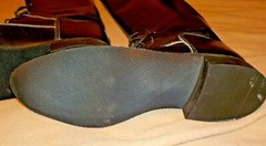 Her 7 1/2 B Black leather riding boots with laces & fancy toe, unused. Made USA