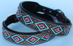 Rhinestone Dog Puppy Collar Crystal Western Cow Leather 6020TR