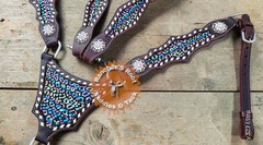 Black Rainbow Shine Cheetah Tack Set | Western Horse Tack Set