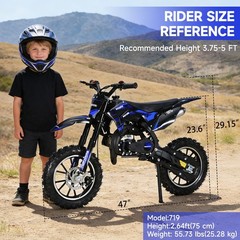 Kids 49cc 2-Stroke GAS Power Mini Pocket Dirt Bike Off Road Motorcycle Motorbike