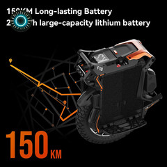 F18 Electric Unicycle Upgraded 150Km Range EUC 9000W Peak Motor 100Mm Suspension