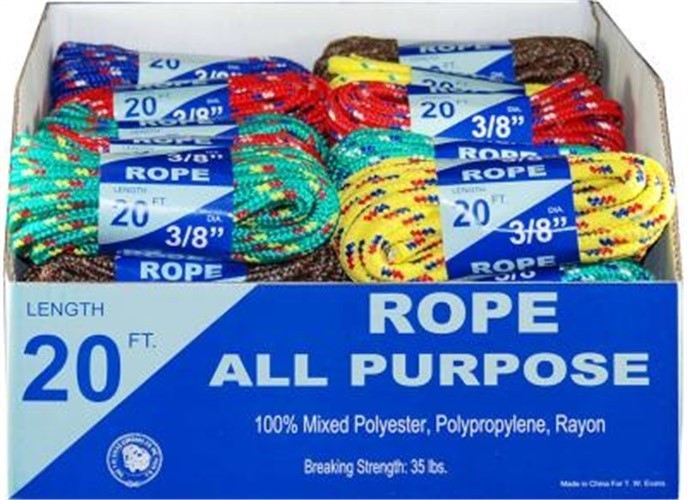 Braided Rope 3/8″ x 20′ Assorted Colors