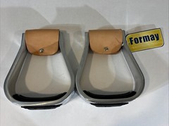 Formay Equine 4-3/4” Western Padded Engraved Aluminum Stirrups 3″ Neck, 2″ Tread