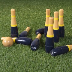 8″ Wooden Lawn Bowling Game Set with Mesh Bag 10 Pins Indoor Outdoor Kids