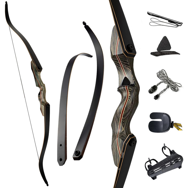 Deerseeker Outdoor 60 Takedown Recurve Bow Set Traditional Wooden Bow Laminated
