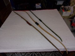 Wood and Fiber Glass Recurve Long Bow Lot for Repair or Wall Hangers