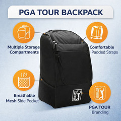 PGA TOUR Golf Disc Backpack Lightweight Sports Travel Bag Black