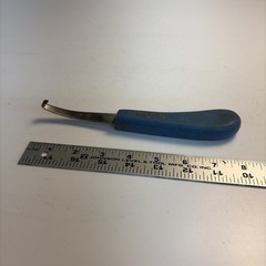 Vintage Save Edge USA Farrier Hoof Knife Curved Blade Blue Handle