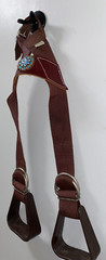 NEW FORMAY LEATHER & NYLON BUDDY STIRRUPS WITH BERRY CONCHO
