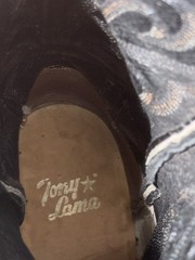 Tony Lama Western Cowboy Boots Black Brown Embroidered Style 1035L67