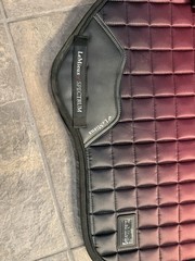 LeMieux Spectrum Dressage Saddle Pad – Red and Black Colorway with matching top
