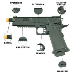 Airsoft Gas Blowback GBB Pistol – Hi-Capa Rusalka Metal 320 FPS 28 Round 6mm BBs