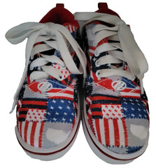 HEELYS Kids Unisex Size 13 USA VGC Red White Blue American Theme Roller Shoes