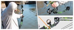 Bowfishing Bow Kit with 3 Arrows 15-45 LBS,Fishing Reel for Fishing, Hunt＆Shoot