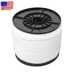 1/4 Inch × 500ft White Nylon Solid Braid Rope High UV & Abrasion Resistance