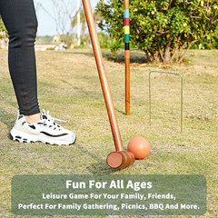 35’’ Deluxe Croquet Set, Six Player Croquette Game with Premium Wooden Mallets,