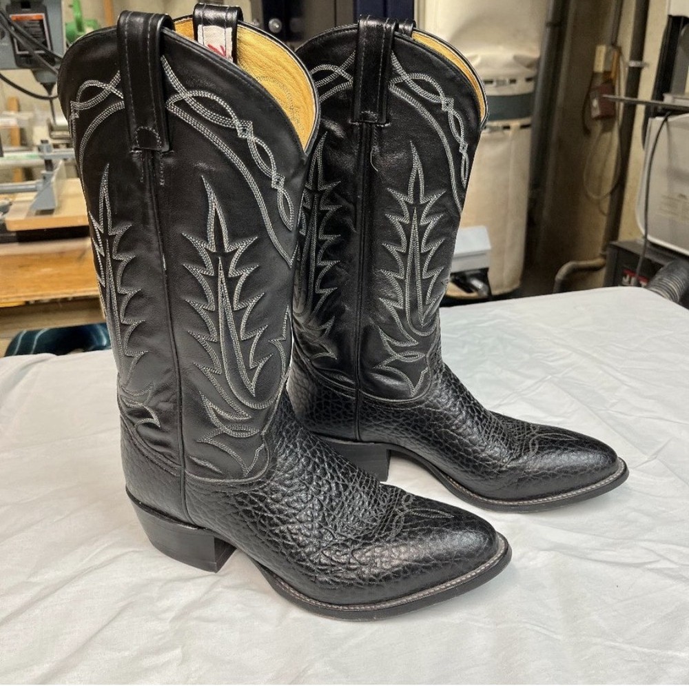 Tony Lama Black Bill Shoulder Cowboy Boots 8.5D