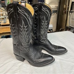 Tony Lama Black Bill Shoulder Cowboy Boots 8.5D