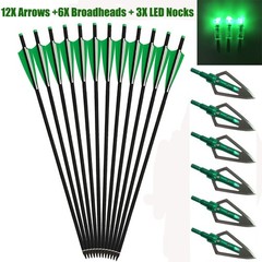 12pcs Crossbow Arrows 20″ Hunting Bolts &/OR Broadheads Lighted Nocks Archery