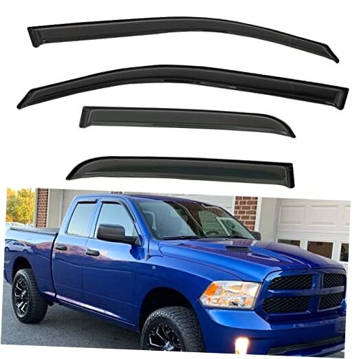 4pcs Front+Rear Smoke Tint Sun/Rain Guard Outside 2019-2024 Ram 1500 Quad Cab