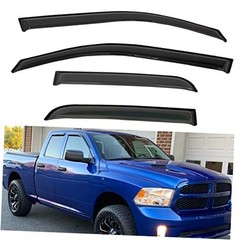 4pcs Front+Rear Smoke Tint Sun/Rain Guard Outside 2019-2024 Ram 1500 Quad Cab