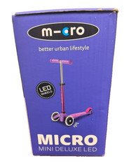 Micro Mini LED Kids Scooter 3 Wheel Lean Steer Adjustable T Bar Ages 2-5 (A03)