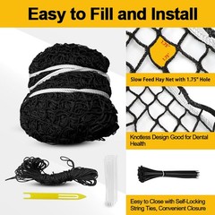 Large Round Bale Hay Net, Slow Feed Knotless Design Hay Net Feeder for Livest…