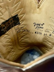 Tony Lama 6214 Western Boots Mens 11D Cowboy Brown Lizard Snip Toe Vamp USA Made