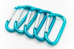 12 pcs 3″ Aluminum Carabiner Spring Belt D Clip Key Chain D Shape Teal Color
