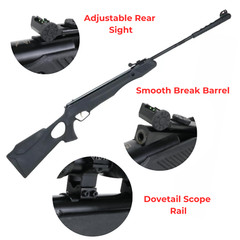 Air Rifle .22 Caliber Spring Powered Break Barrel 700+ Fps W/ 200 Round Pellets