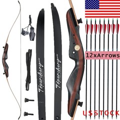 62″ Takedown Recurve Bow Arrows Wooden Riser 20-50lbs Archery Target Hunting US