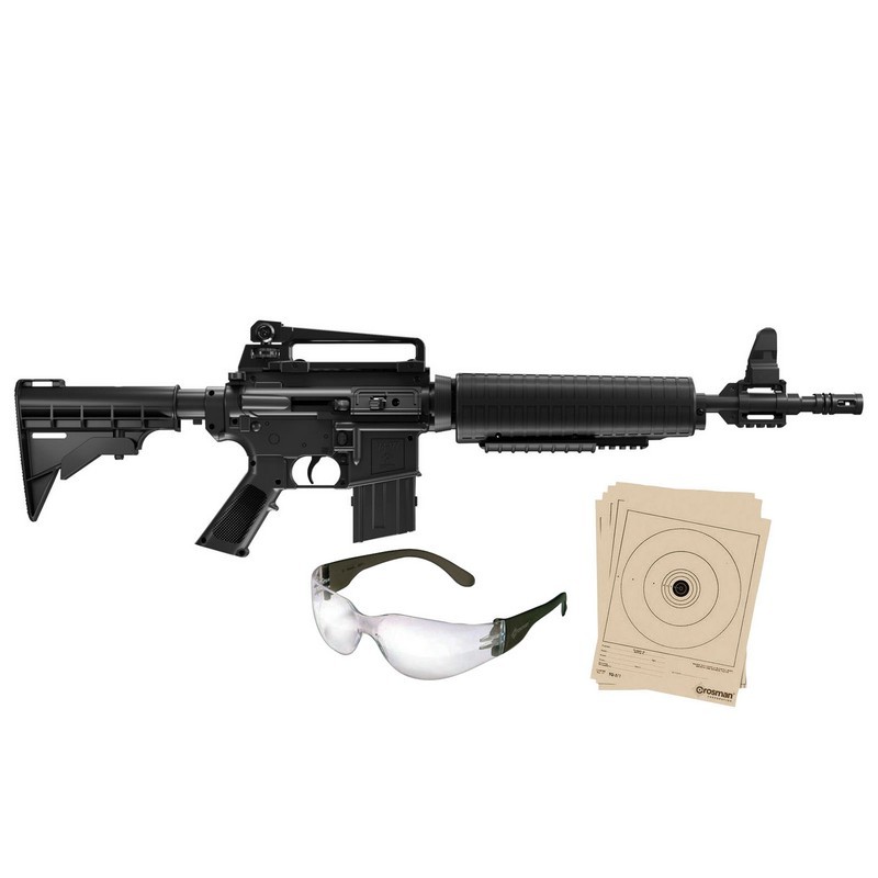 Crosman M4-177 Tactical Variable Pump Air Rifle .177 Cal Pellet/BB Shooting Kit