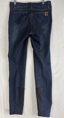 Horze Kaia Womens High Waist Denim Silicone Full Seat Breeches Dark Blue Size 28