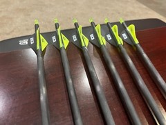 6 PSE ARCHERY Sniper 300 Blazer Vanes Full Length Nocks & Inserts Included