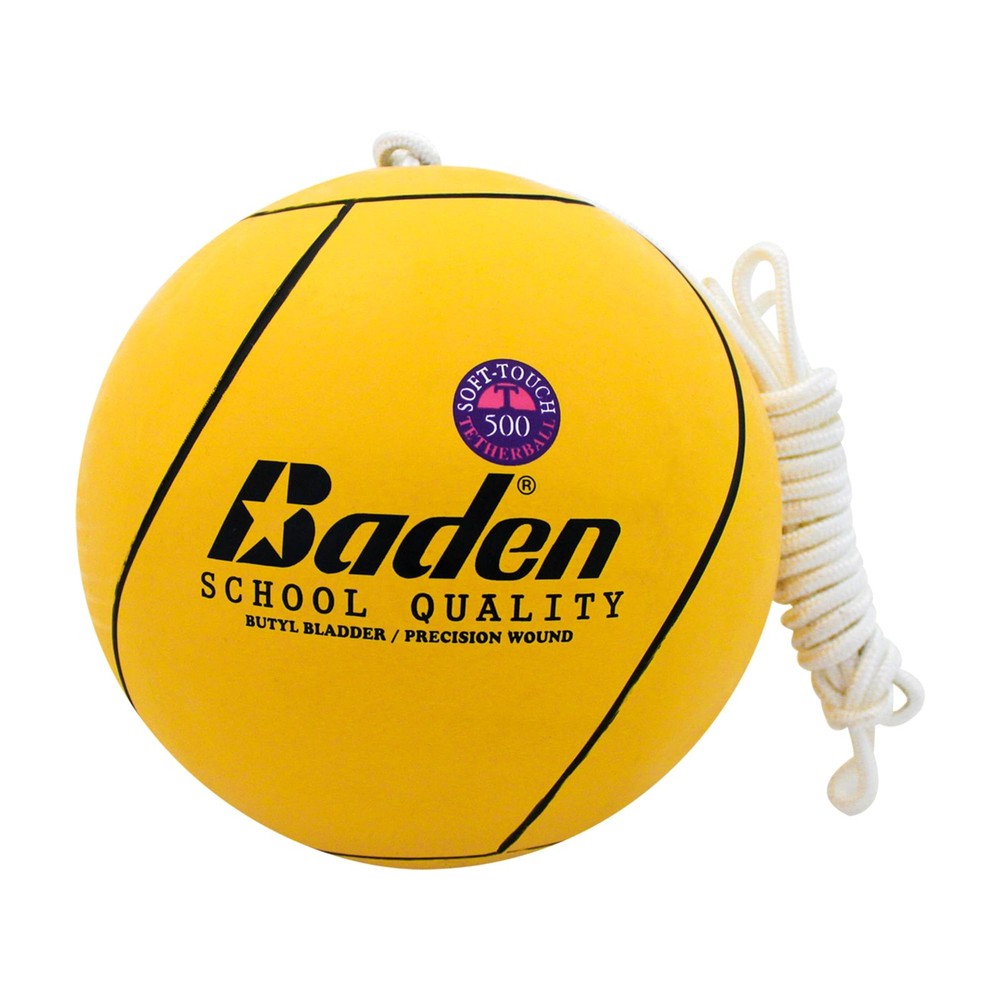 School Quality Tetherball Set Soft Touch Rubber Ball With Nylon Rope Yellow