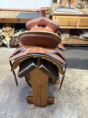 Corriente 15” Ranch Roping Saddle Basketweave Tooled Leather w/ Back Cinch
