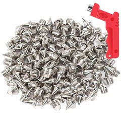 100 Pcs 1/4 Inch Stainless Steel Track and Cross Country Spikes w/ Spike Wrench