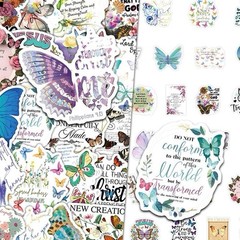 30Pcs Random Aesthetic Butterfly Inspirational Bible Verse Waterproof Stickers