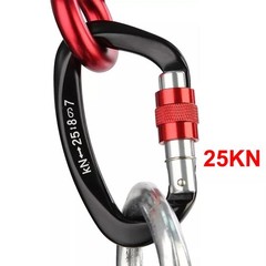 5Pcs Black 25KN D Shape Duty Screwgate Locking Carabiner For Climbing Caving eq