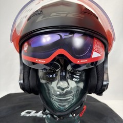 LS2 Track Party Helmet Matte Black Open Face Motorcycle XXL OF569 Clear Visor