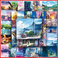 50pcs Anime Cartoon Street View Landscape Stickers Aesthetic Decal Scrapbook