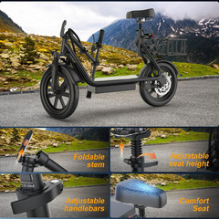 AOVOPRO Electric Scooter Adults Foldable Scooter – Seat & Carry Basket E Mopeds