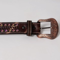 BE BAR H EQUINE Beaded Crystal Basket Tooled Hand Carved Western Leather Men