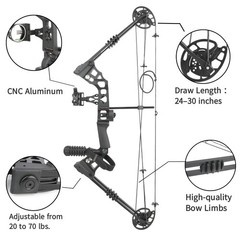 20-70 LBS Compound Bow Set 320FPS Let-off 80% LH/RH Hunting Target Practice