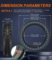 2PCS Upgrade 50/75-6.1 Scooter Off-Road Solid Tires, 8.5X2 Inches Tires Tubeless