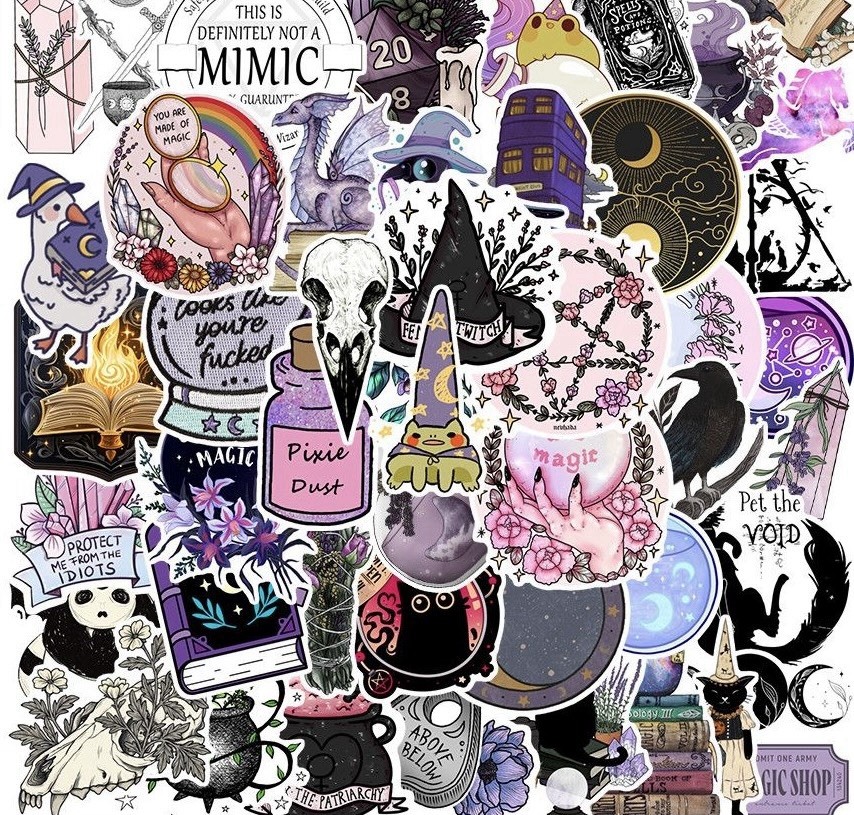 30Pcs Random Gothic Witch Aesthetic Magic Witchy Waterproof Stickers