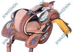 Navajo Feathers Barrel Racing Western Pleasure Horse Saddle 14″-18″ Size F/s